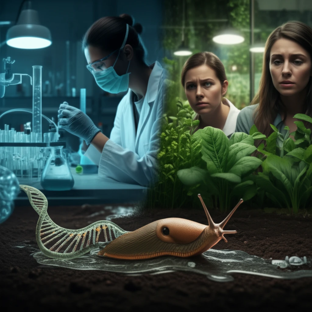 Surreal illustration of a slug with a DNA trail, symbolizing emerging disease complexities.