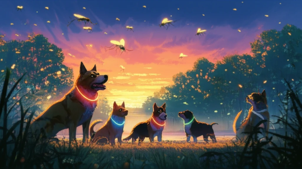 Dogs wearing anti-leishmaniasis collars in a Brazil landscape.