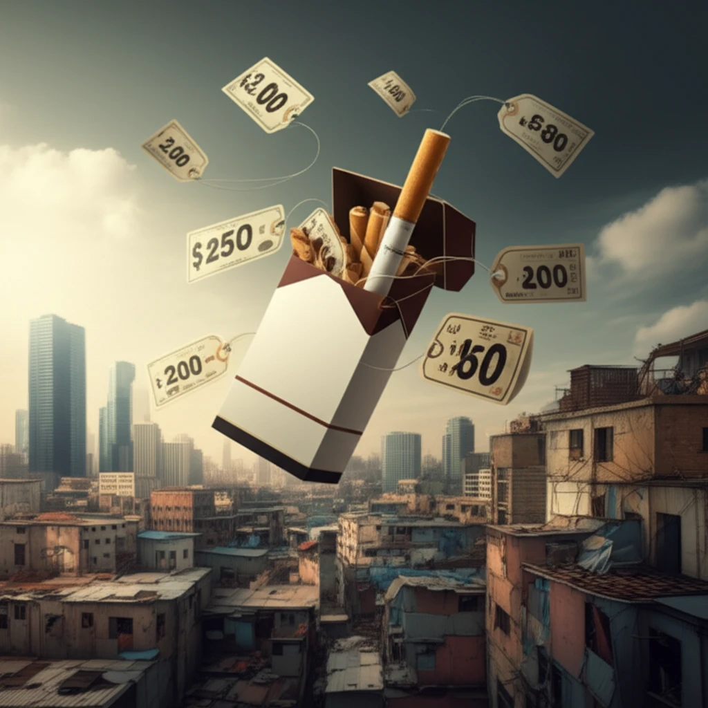 Cigarette pack with rising prices, symbolizing the economic impact of plain packaging.