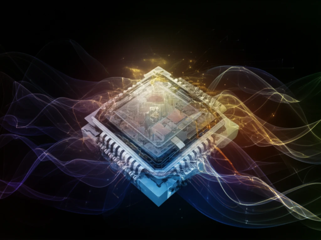 Futuristic diesel engine ECU surrounded by fluctuating voltage waves