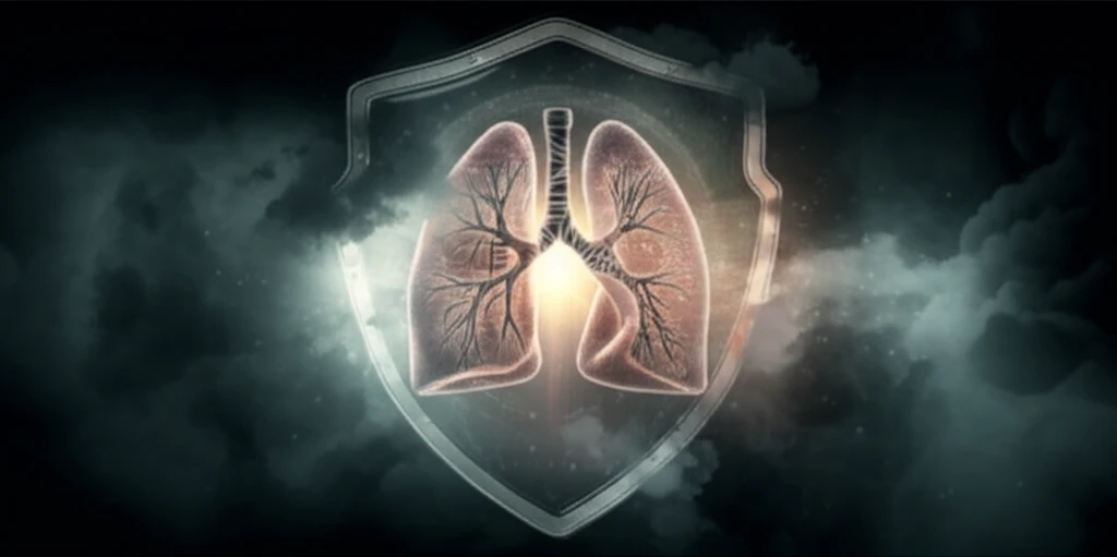 Protective shield around a lung cell defending against pollution