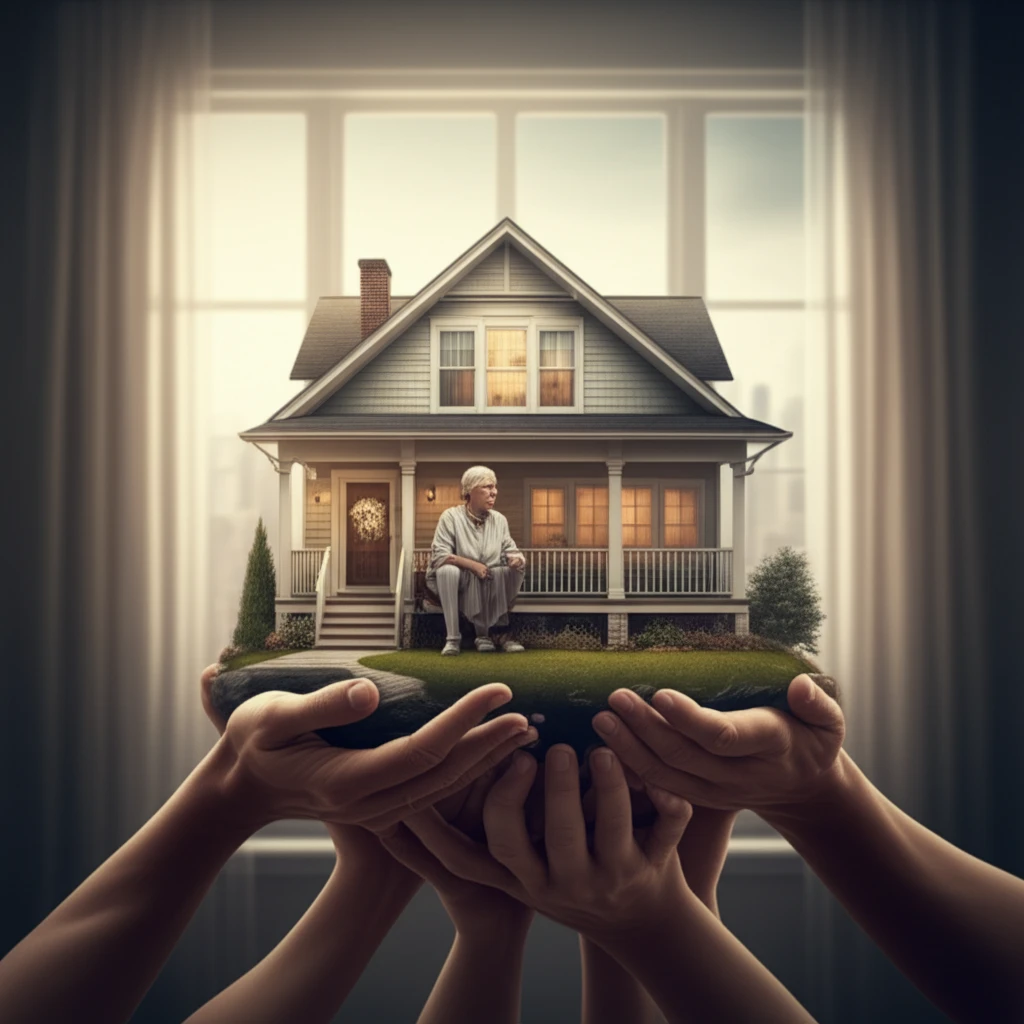 Elderly person in a cozy home being supported by home care.