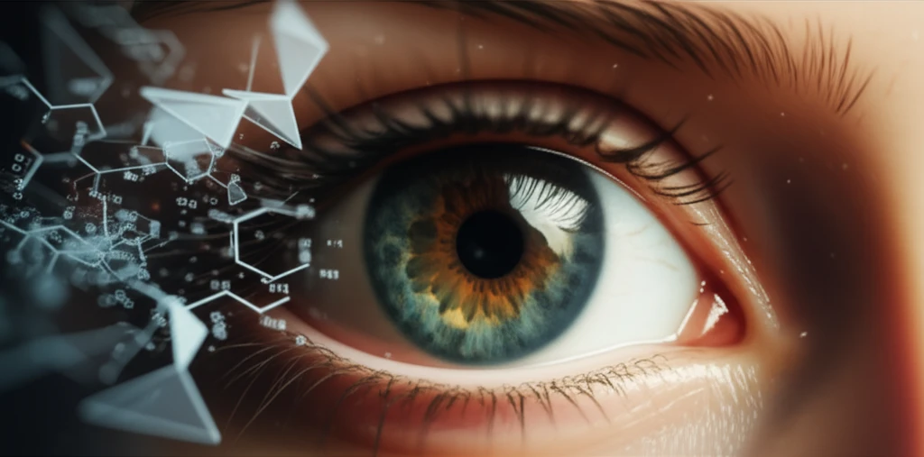 Surreal illustration of an eye's delicate balance disrupted by harsh chemicals.