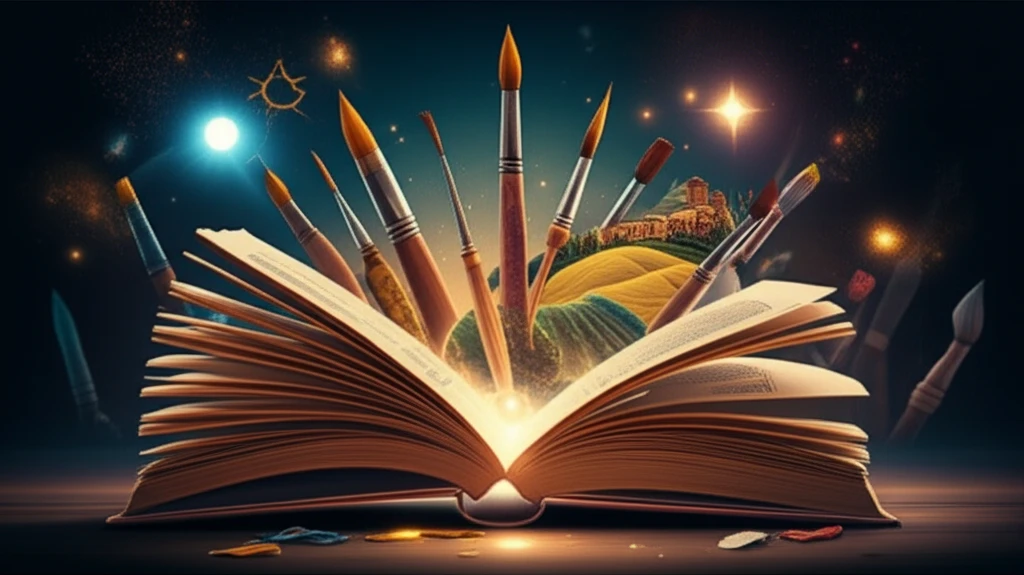 A surreal illustration blending creativity, spirituality, and Italian language elements.