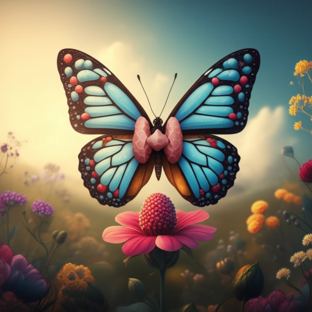 Thyroid butterfly with cholesterol wings and kidney flower.