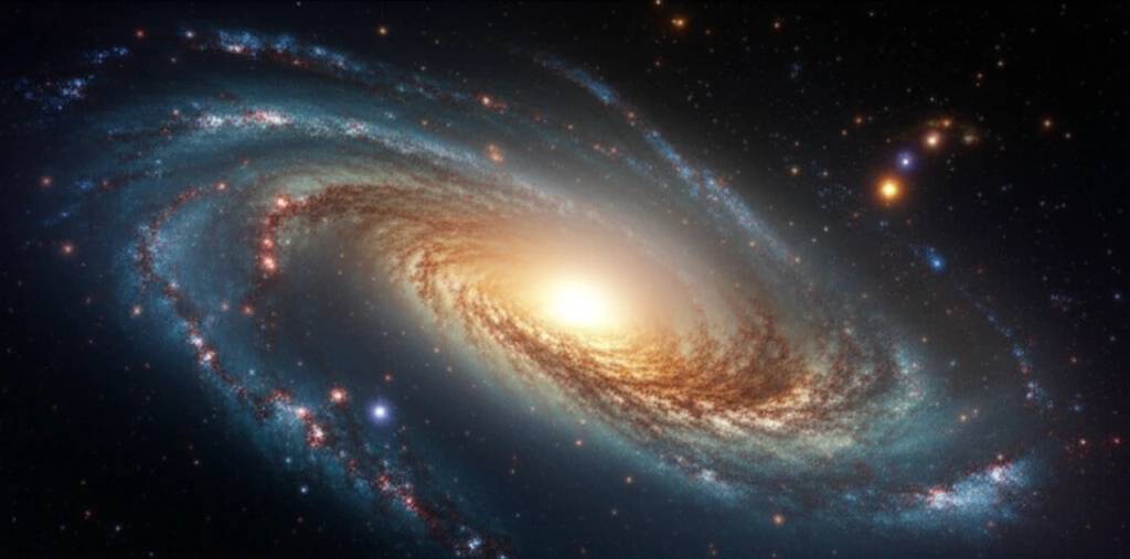 Swirling galaxy with variable stars and orbiting dwarf galaxies.