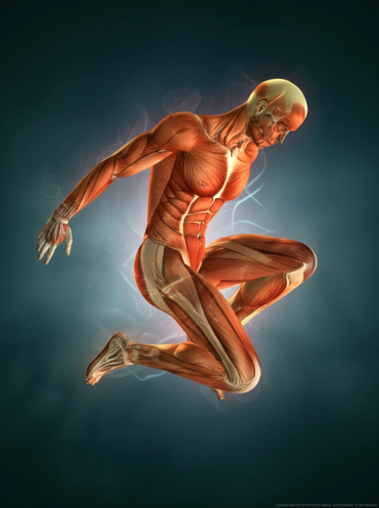 Athlete performing vertical jump, highlighting muscle power