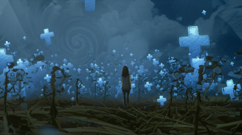 Surreal illustration of climate change impacting health and environment.
