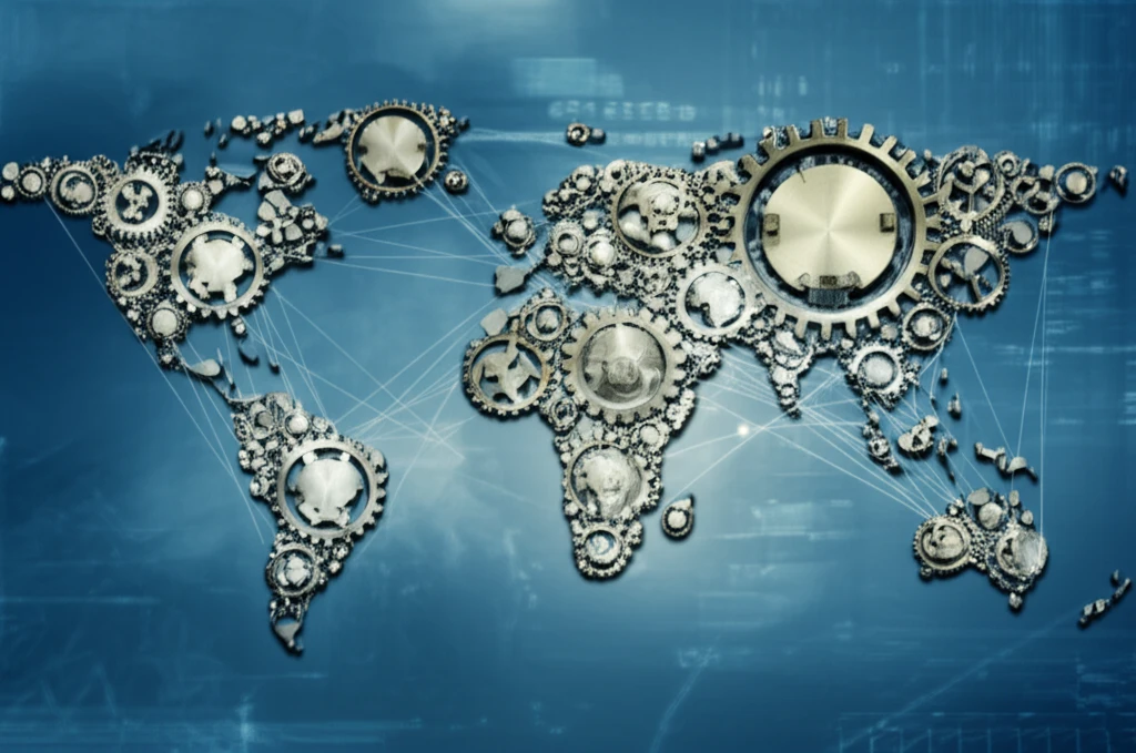 Interconnected gears symbolizing economic interdependence