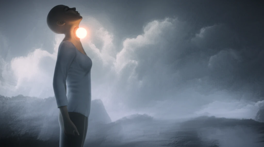 Surreal illustration of a person experiencing globus sensation.