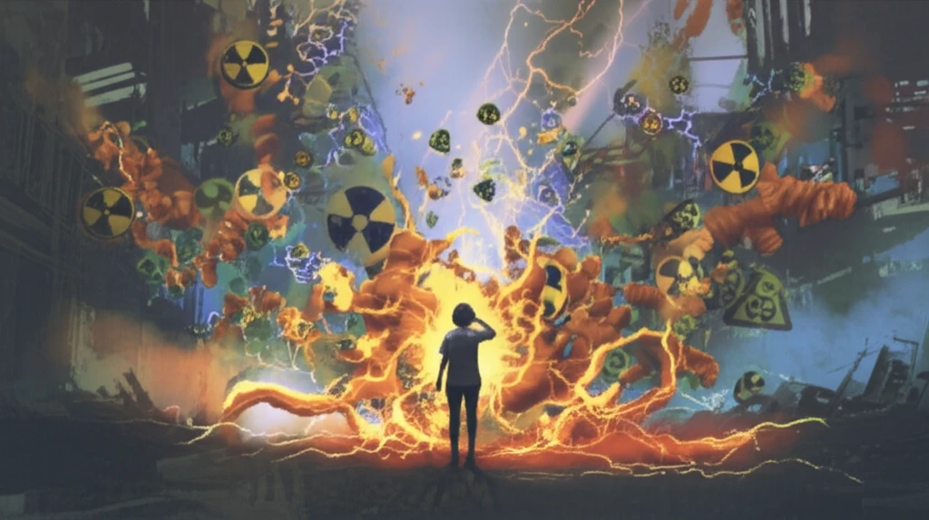 Person shielded from pollution by glowing ginger roots.