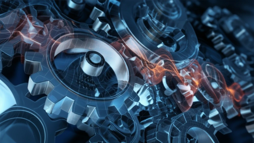 Surreal illustration of gear vibrations with FEA overlay