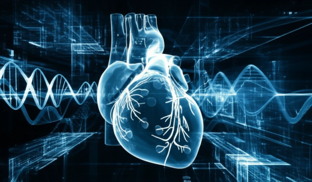 Glowing heart with electrical pathways.