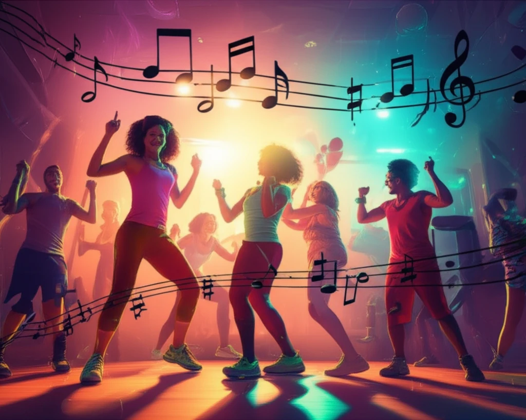 Diverse group of people enjoying a Zumba class.