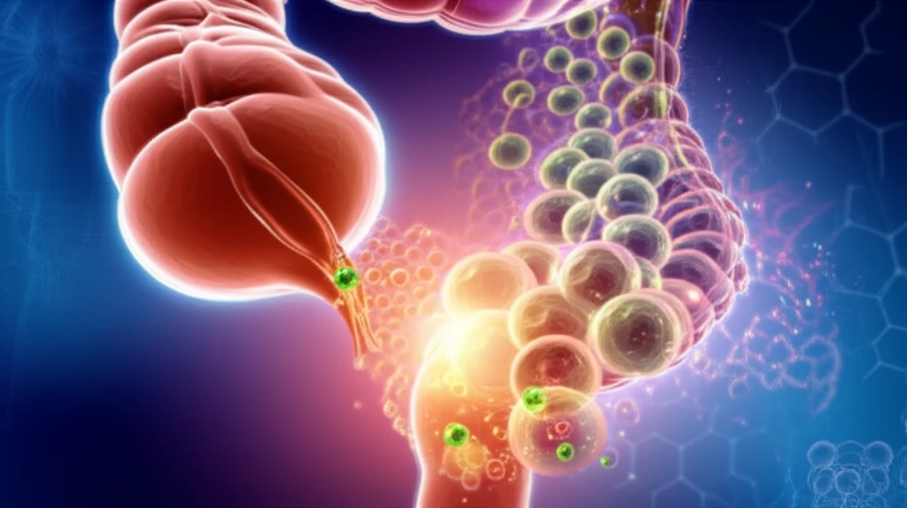 Transformation of colon cells from cancerous to healthy, symbolizing rectal cancer treatment success.