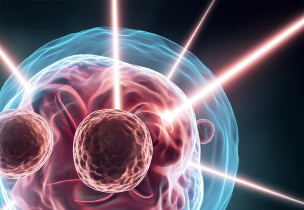 Targeted radiation therapy destroying cancer cells while protecting healthy tissue.