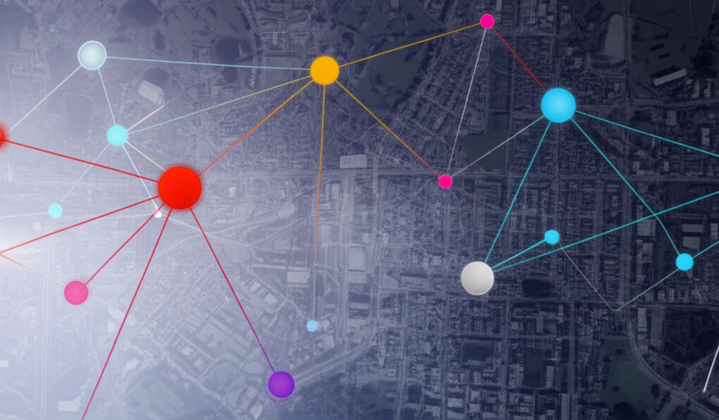 Interconnected nodes forming a network, representing infection spread.