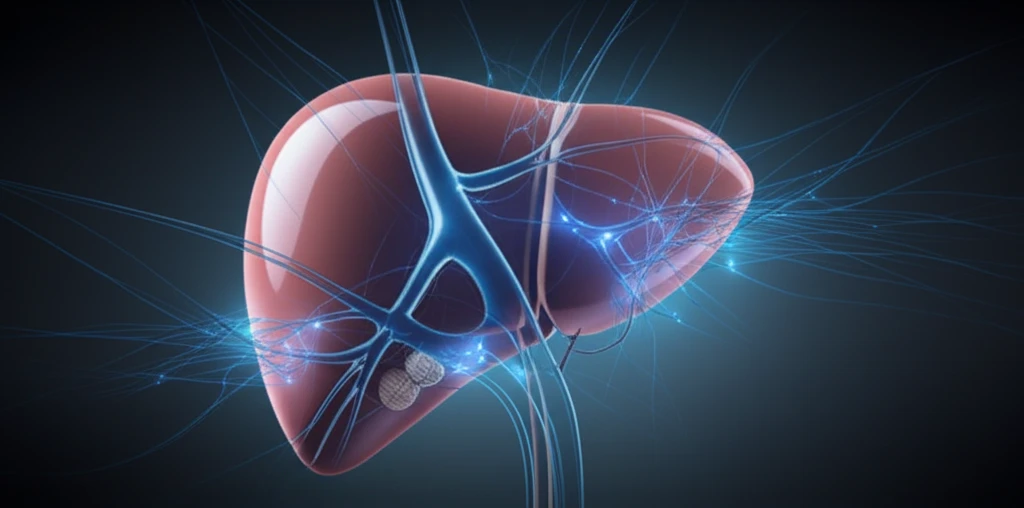 AI-enhanced Liver Transplant: A Neural Network cradling a stylized liver, symbolizing the use of AI in organ transplantation.