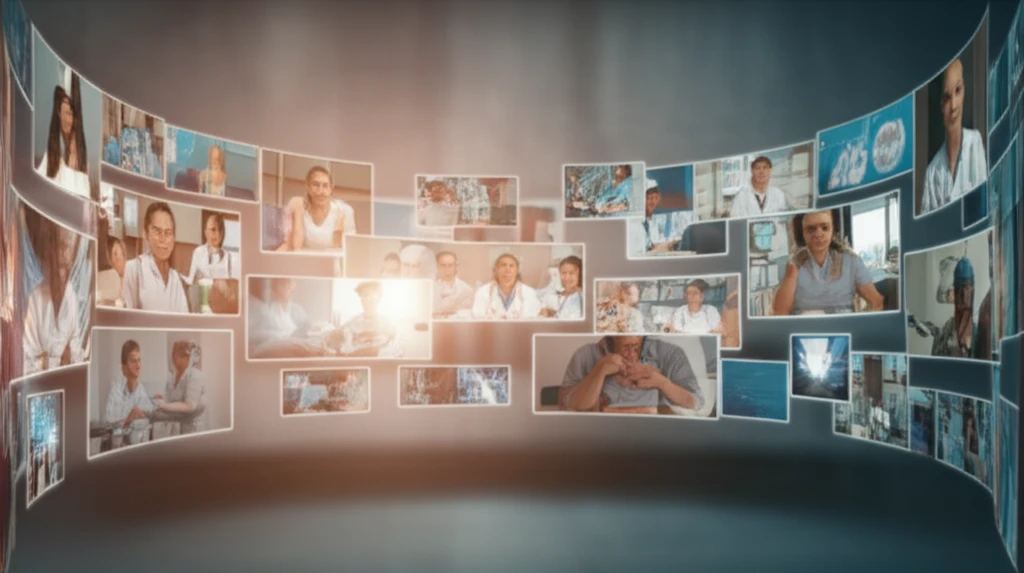 Interconnected screens displaying telehealth scenarios, symbolizing accessible and innovative healthcare.