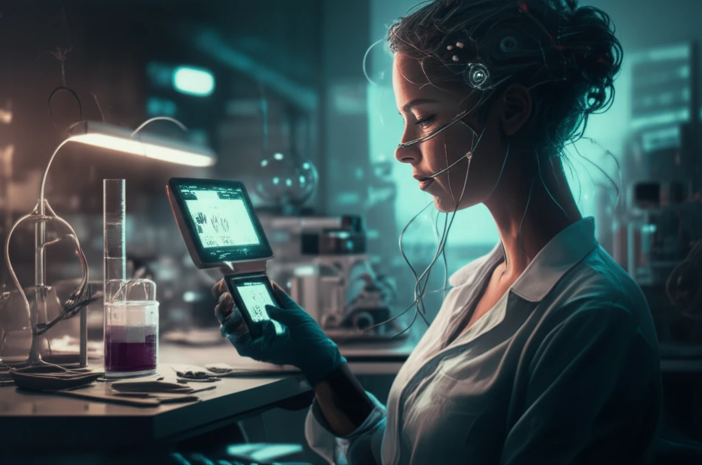 Futuristic illustration of HIV lactate monitoring