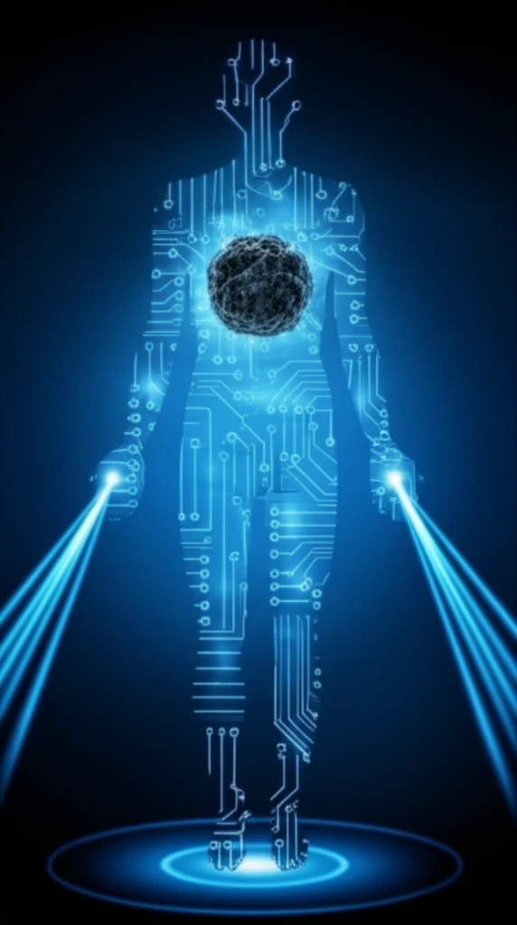 Personalized Cancer Treatment: A futuristic illustration representing individualized radiation therapy.