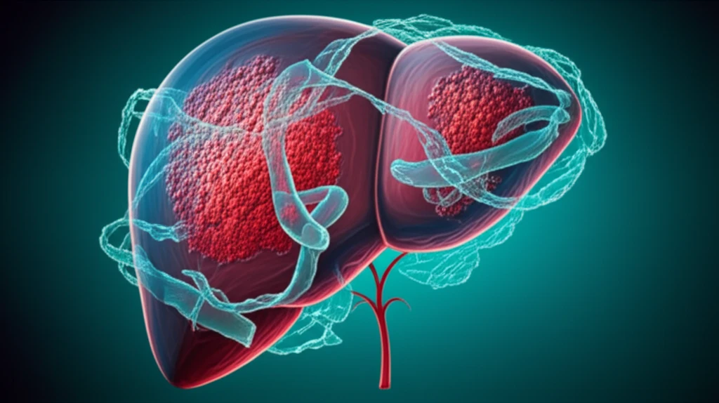 Stylized illustration of a liver with reduced inflammation due to BATF interference.