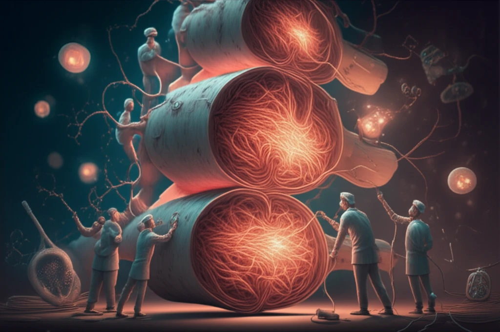 Illustration of spinal cord being healed, symbolizing recovery from tuberculoma