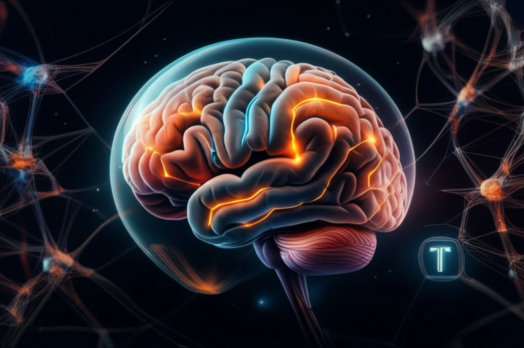 Stylized brain protected by a bubble, representing protection against oxidative stress.