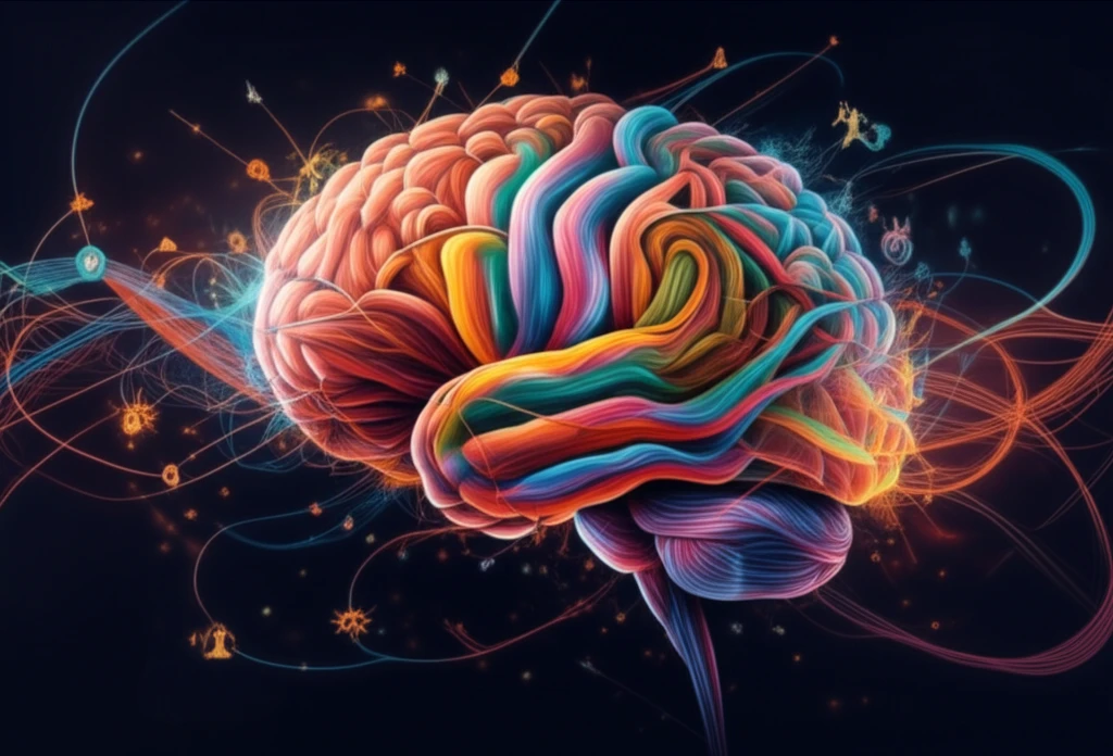 Surreal illustration of a brain being rebuilt, symbolizing brain injury recovery.