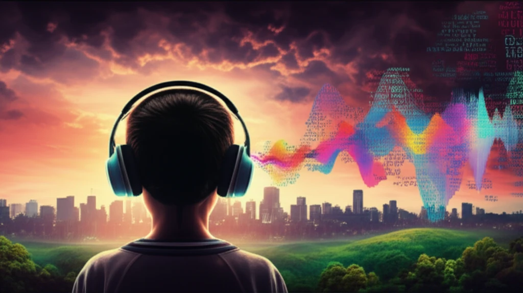 Student learning English with podcasts