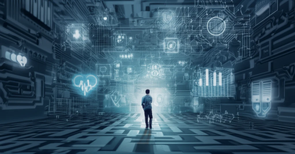 Physician navigating a complex healthcare maze