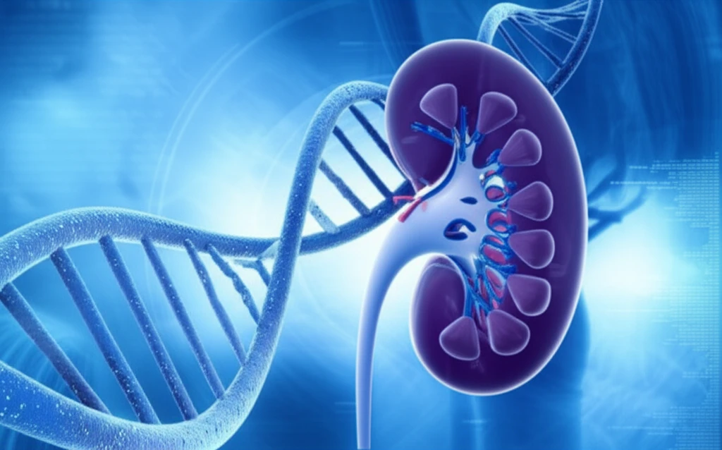 DNA strand intertwined with a kidney