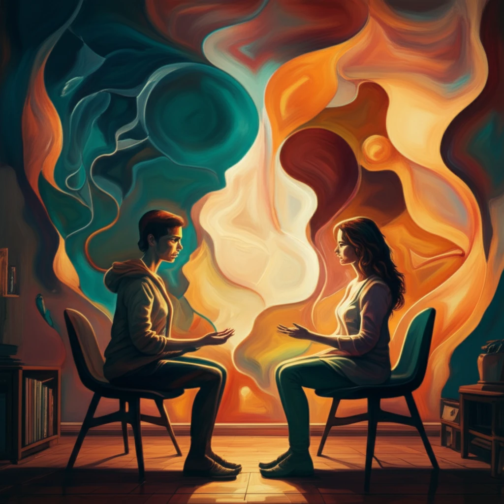 Fluid therapy room symbolizes shifting identities.