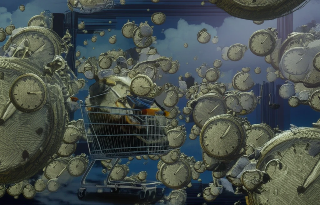 A person overwhelmed by clutter, struggling with the decision to keep or discard items.