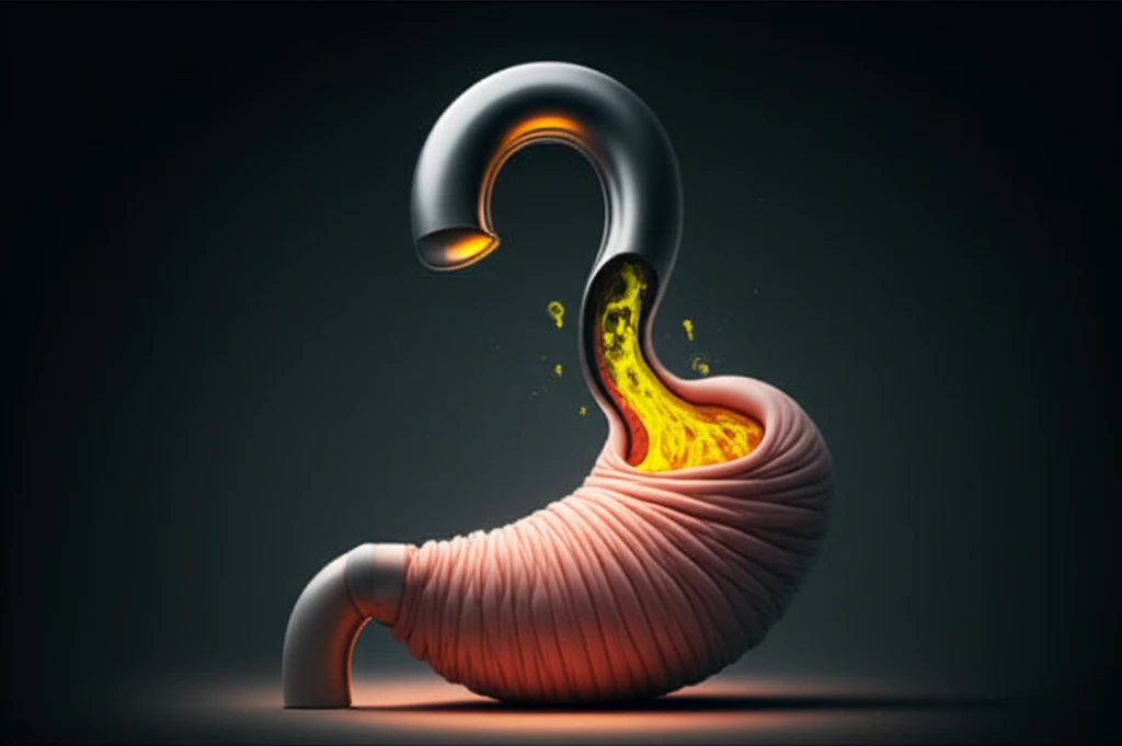 Question mark transforming into stomach.