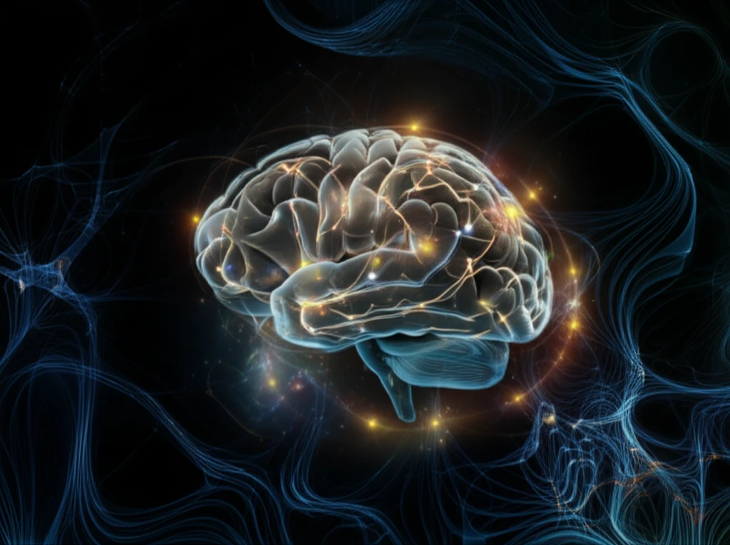 Surreal illustration of glowing brain pathways.