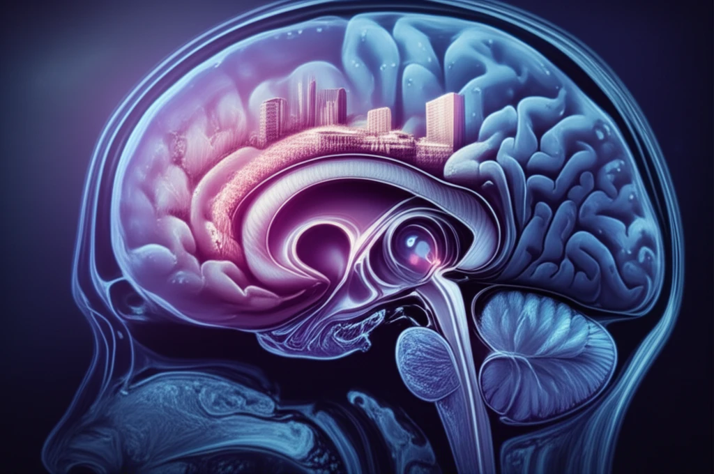 Brain scan revealing a cityscape, symbolizing incidental discovery of pituitary tumors.