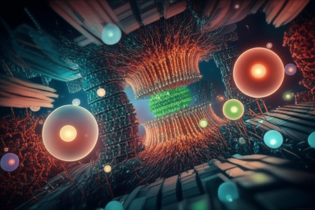 A digital illustration of a nuclear pore complex with karyopherins acting as selective gatekeepers.