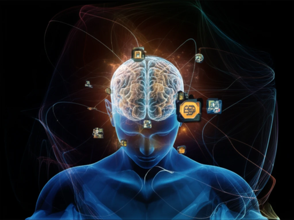 Interconnected brains forming a network, knowledge symbols flowing between them.