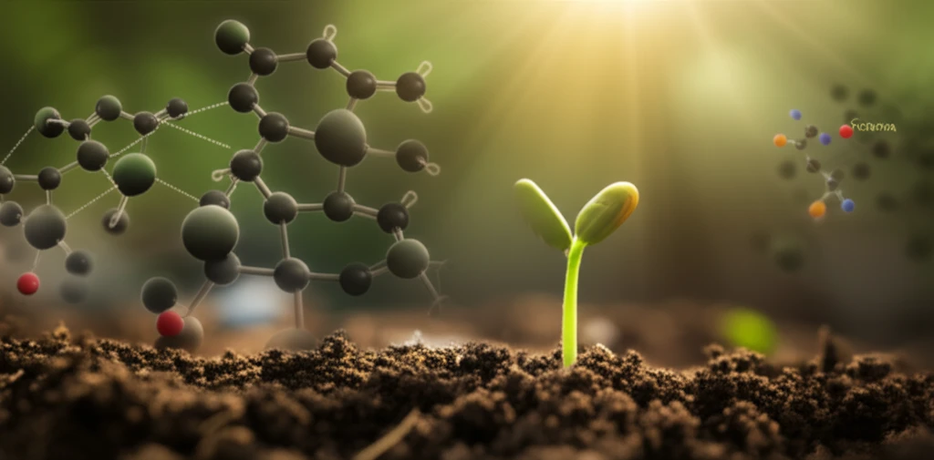 Seedling emerging from darkness into light, illustrating the transition from skoto- to photomorphogenesis.