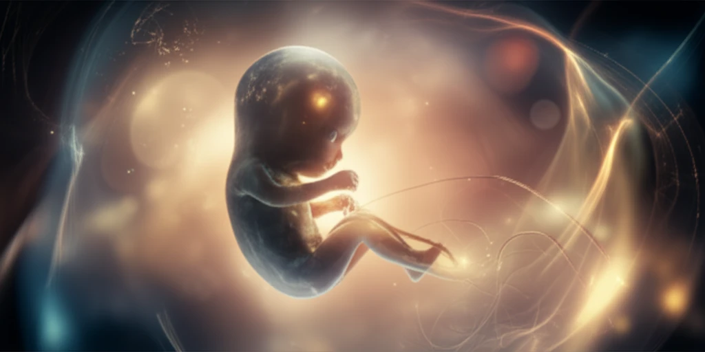 A frozen embryo in a dreamlike state, symbolizing hope and potential for life.