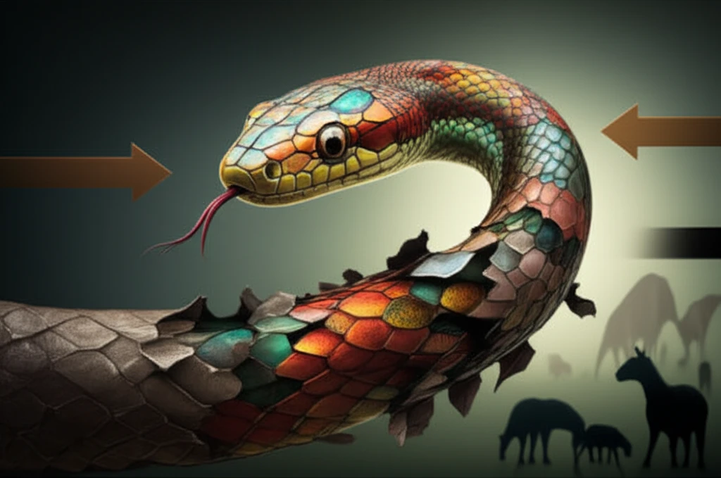 Snake shedding skin, representing adaptation and evolution