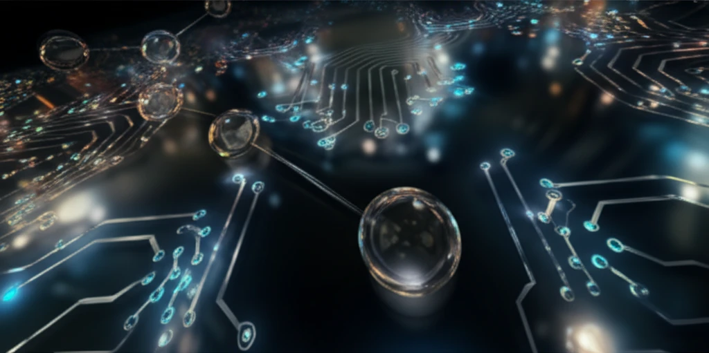 Molecular circuit board made of glowing molecules.