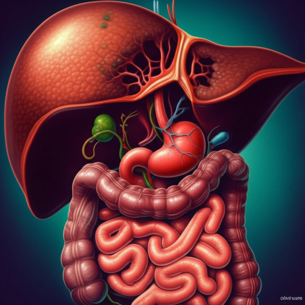 Illustration of a diaphragmatic hernia after liver cancer treatment.