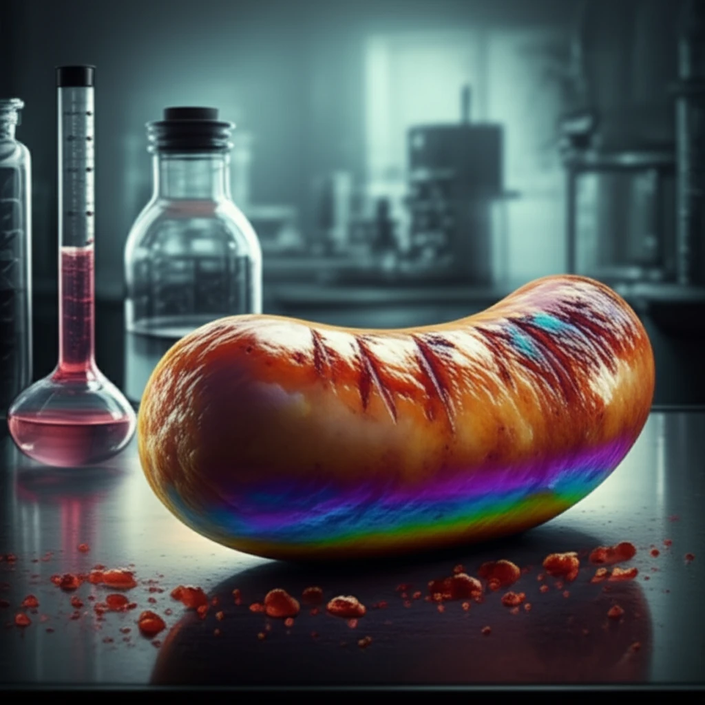 Multispectral image of sausage showing moisture content.