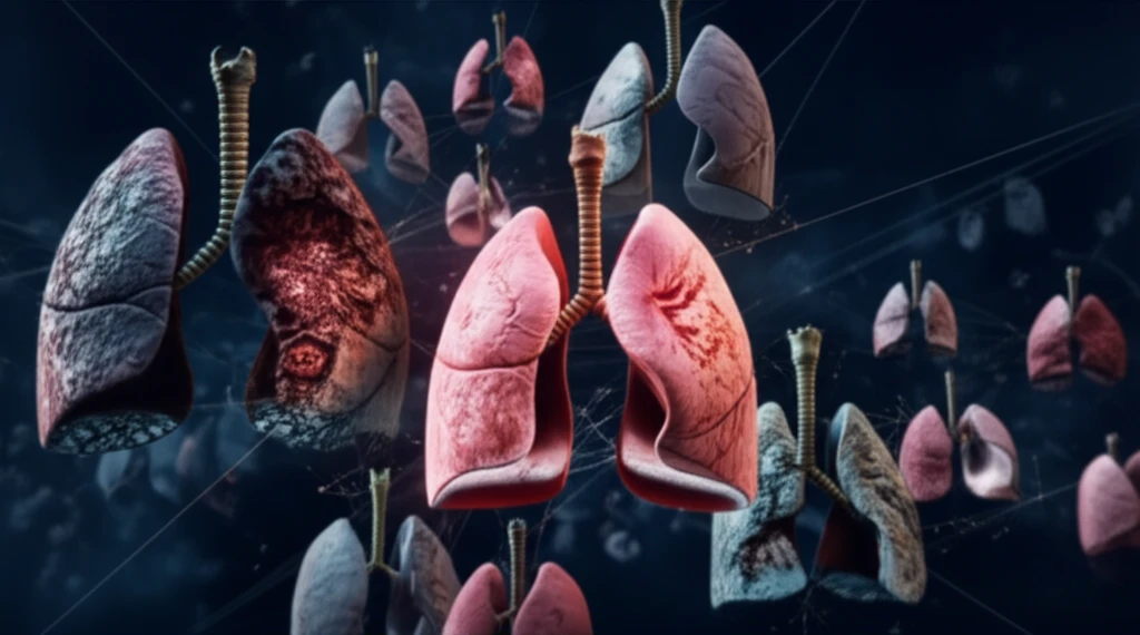 Complex network of lungs, symbolizing pneumonia diagnosis.