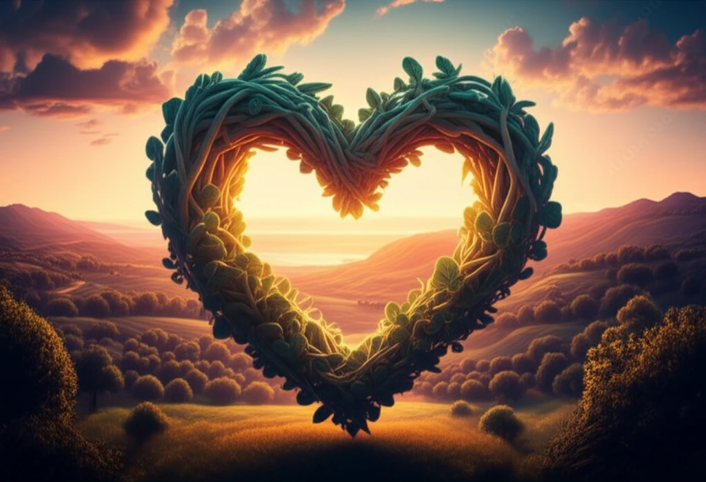 Oregano heart, a surreal representation of oregano's heart-healthy benefits.