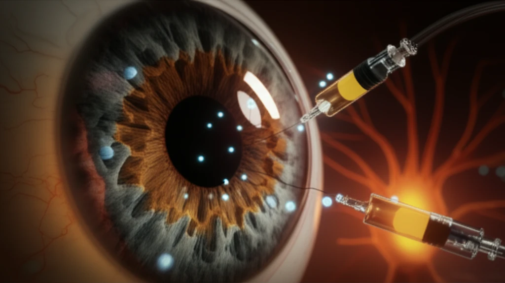 Nanobots delivering medicine to eye illustration.