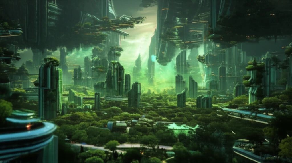 Sustainable urban development seamlessly integrated into a natural landscape