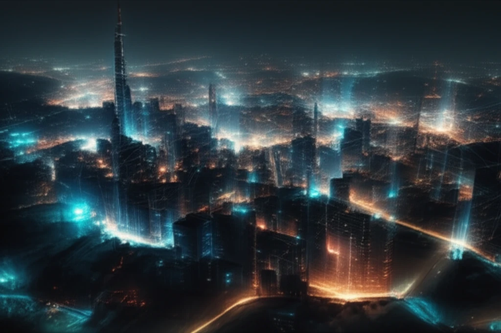 Interconnected city networks glowing with data streams, symbolizing digital transformation in Germany.